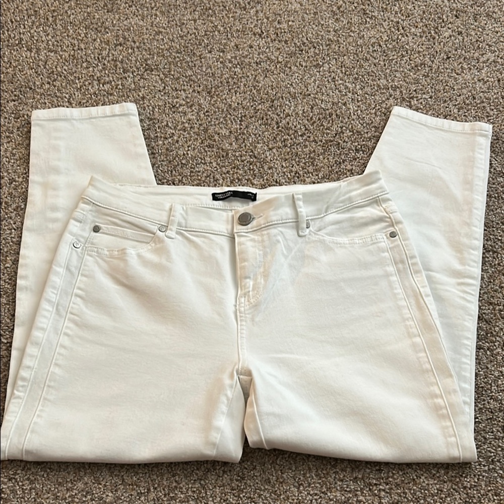 Simply Vera by Vera Wang Women's White ankle stretch denim pant sz:10